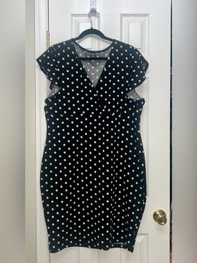 SHEIN Black and White Polka Dot Midi Dress
